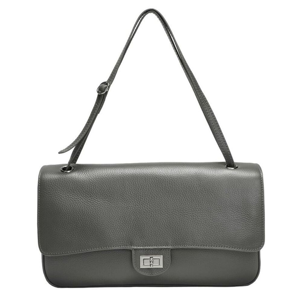Tiffany & Fred Paris 33Cm Leather Flap Tote, Grey